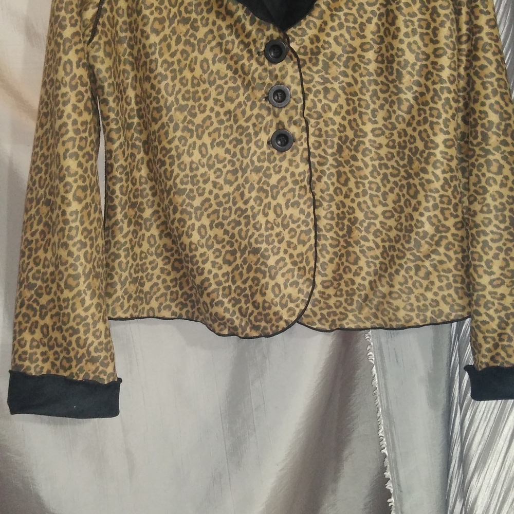 Reversible Suede Jacket Black & Leopard Print - image 8